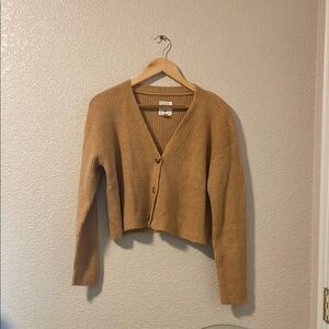 Billabong Camel Knit Cropped Cardigan Sweater